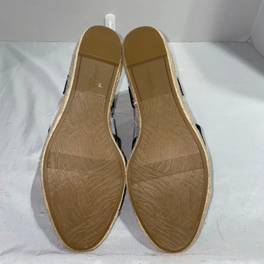 LifeStride Katrina‎ 2 Navy Blue Espadrille Wedge Sandals Womens 10W Wide